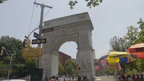Washington Square Park Arch in New York City. 4K UHD. Stock Footage 76977401