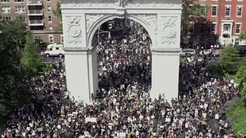 Washington Square Park protestors activists Black Lives Matter New York City NYC Stock Footage 132089455
