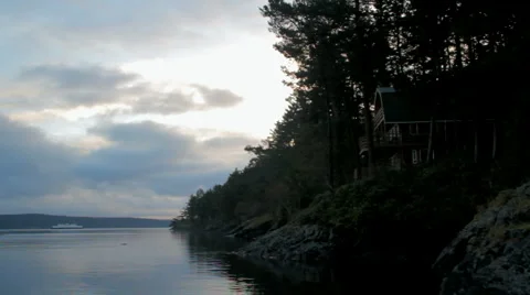 Washington State Ferry 01 - wide Stock Footage 1047312