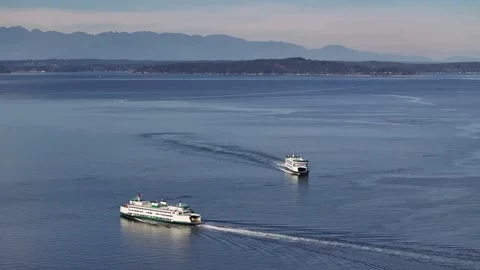 Washington State Ferry 4 Stock Footage 305414690