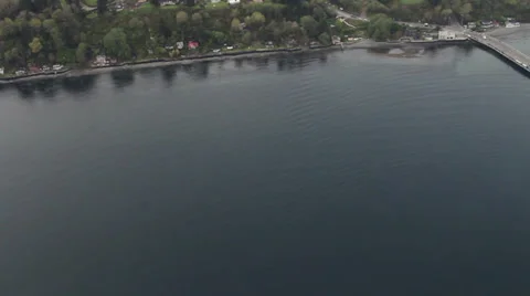 Washington State Ferry at Island Dock - Aerial 1 Stock Footage 37019201