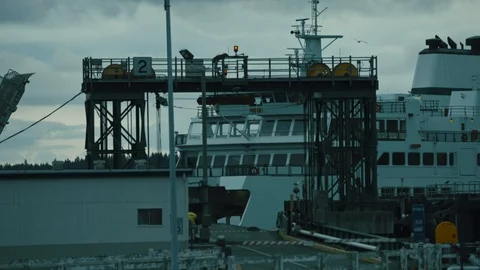 Washington State Ferry Pulling Into The Dock Stock Footage 91447967
