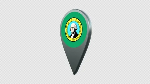 Washington State Flag Location Map Marker Pin With Alpha Channel Looped Stock Footage 239463131