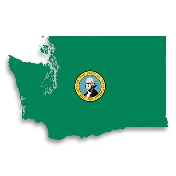 Washington State flag map with clipping path Stock Illustration