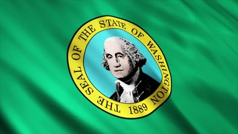 Washington State Flag waving in the wind Stock Footage 236436986