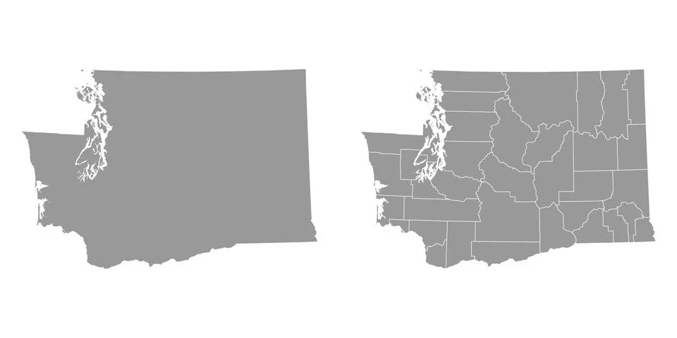 Washington state gray maps. Vector illustration. Stock Illustration