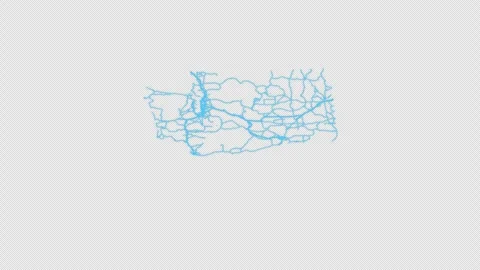 Washington State Line Map Self Drawing Animated Overlay, Alpha 4K Vidéo 340292478