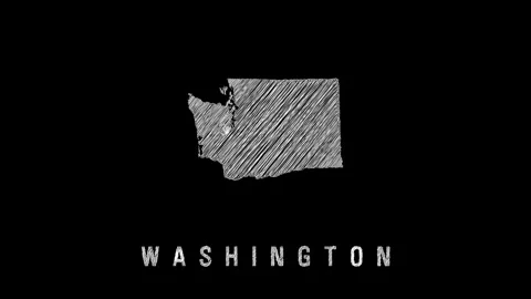 Washington state map appearing with pencil scribble effect on black background Video stock 314331682