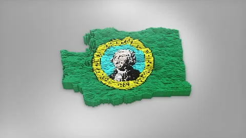 Washington State Map with Flag Intro Background Stock Footage 315167435