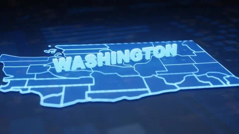 Washington State Map Geographic Outline Stock Footage 344749078