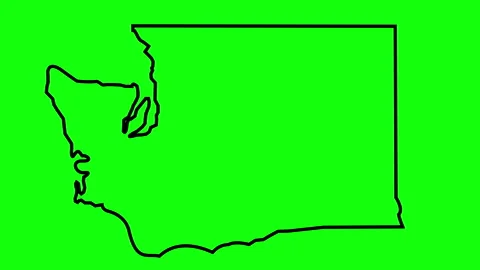 Washington State Map Outline Green Screen 4K UHD Stock Footage 301025745