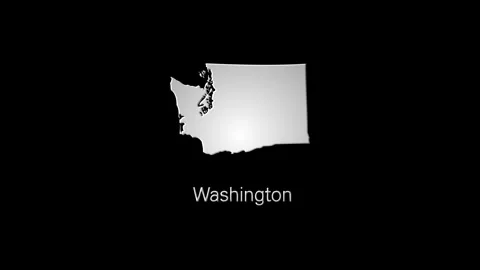 Washington state map transforming and glowing on black background 스톡 동영상 316243155