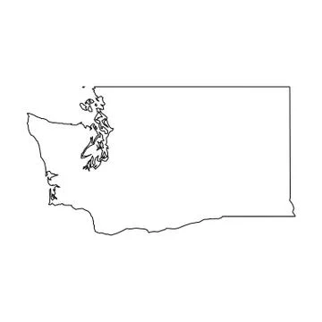 Washington, state of USA - solid black outline map of country area. Simple flat Stock Illustration