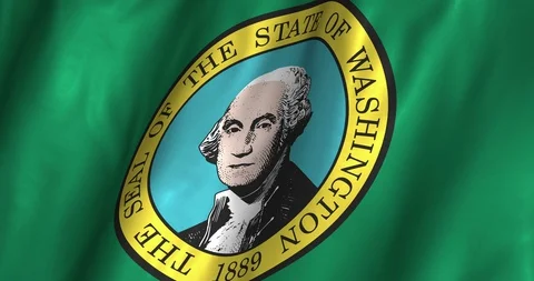 Washington State Waving Flag 4K Stock Footage 127894374