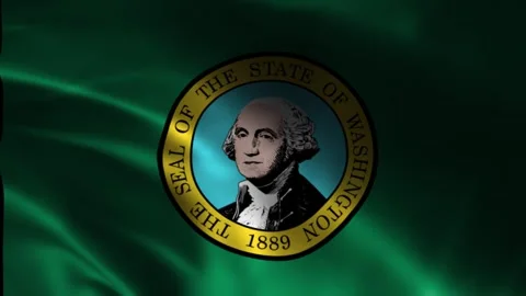 Washington State Waving Flag. Flag of Washington Waving Animation. Stock Footage 263839300