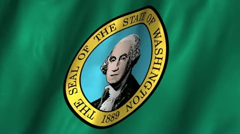 Washington State Waving Flag Stock Footage 12376894