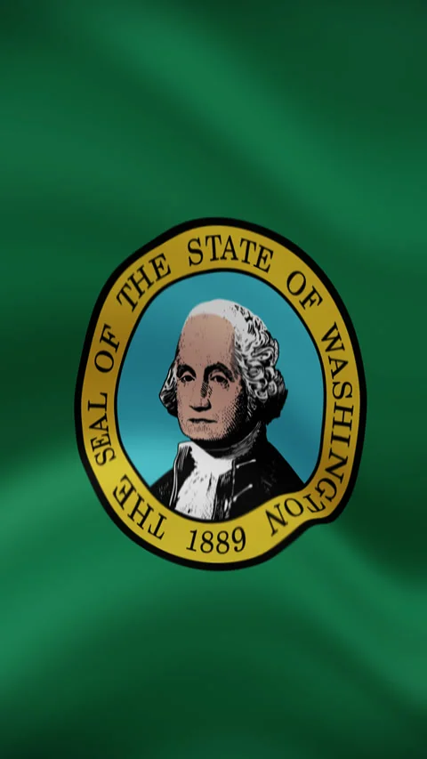 Washington State Waving Flag in Vertical Orientation – Loop Animation Stock Footage 294949273