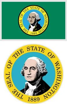 Washington US State Flag and Coat of Arm Design Stock Illustration