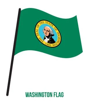 Washington (U.S. State) Flag Waving Vector Illustration on White Background Stock Illustration