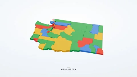 Washington USA state map 3D animation seamless loop Stock Footage 341069826
