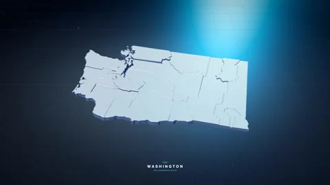 Washington USA state map with glowing tech digital network style Stock Footage 340614217