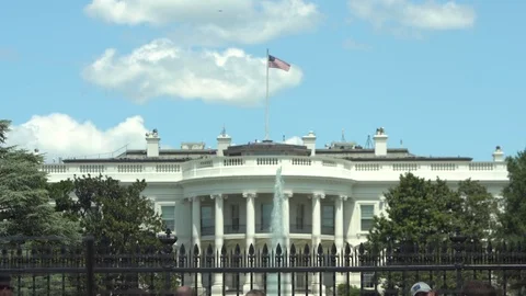 Washington - The White House From The Gate Stock Footage 75937398