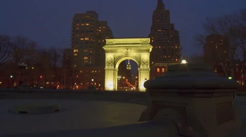 Washinton Square Arch &amp; Empire State Building Wide- Timelaps Slider Video stock 62275007