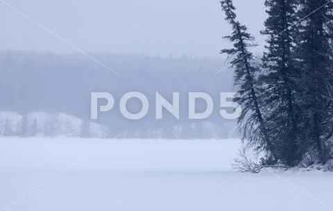 Waskesui Lake Canada Winter Stock Photos