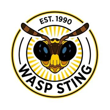 Wasp bee logo cartoon. Vector graphic logo. Summer vector illustration Cartoo Stock Illustration