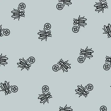 Wasp control line seamless pattern 스톡 일러스트