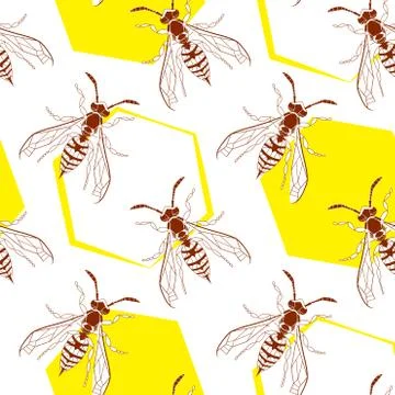 Wasp geometric insect seamless pattern. Dangerous design for textile, fabric Stock Illustration