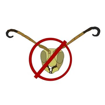 Wasp head crossed out. Flat colorful pictogram. Vector illustration. ?oncept  Stock Illustration