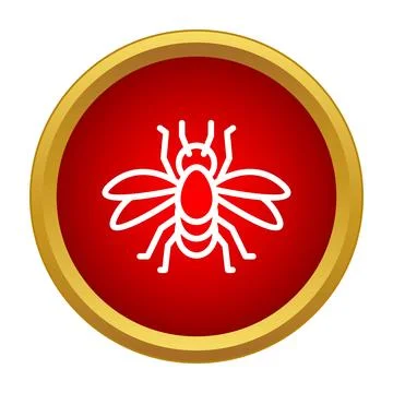Wasp insect icon on a red button Stock Illustration