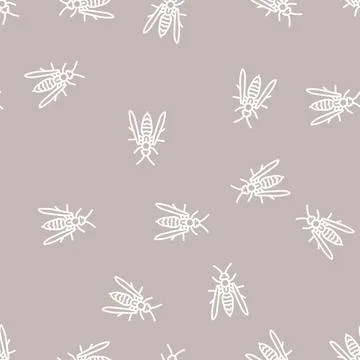 Wasp insect line seamless pattern Stock Illustration