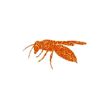 Wasp insect spiral pattern color silhouette animal Stock Illustration