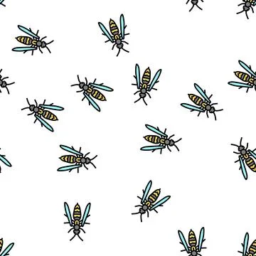 Wasp insect vector seamless pattern Stock Illustration