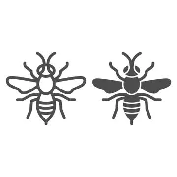 Wasp line and solid icon, Insects concept, bee sign on white background, Wasp Stock Illustration
