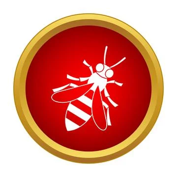 Wasp or bee warning icon in red circle Stock Illustration
