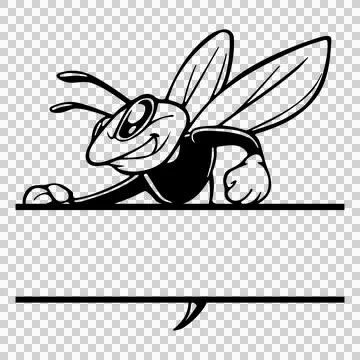 Wasp Peeking With Split Monogram Frame And Insect Stock Illustration