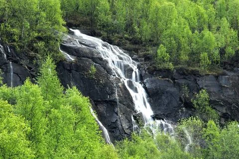  Wasserfall bei Narvik Wasserfall bei Narvik, Nordland, Norwegen Copyright... Stock Photos