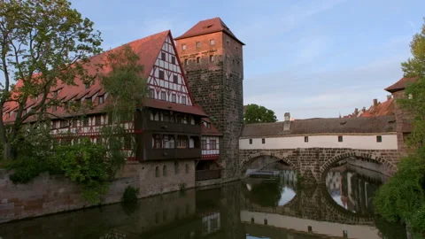 Wasserturm in Nuremberg on sunny day Stock Footage 262542949