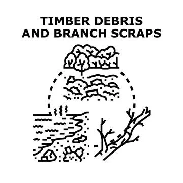 Waste and timber debris polluting environment concept Stock-Illustration