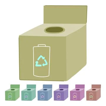 Waste battery recycling box vector cartoon graphic Stock Illustration