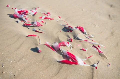 Waste on beach Stock Photos