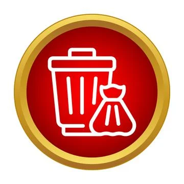 Waste bin and garbage bag deleting icon concept Stock Illustration
