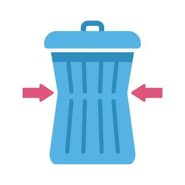 Waste bin compressing showing garbage recycling process Stock Illustration