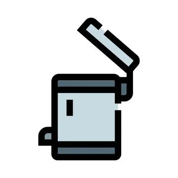 Waste bin container with open lid for disposal Stock Illustration