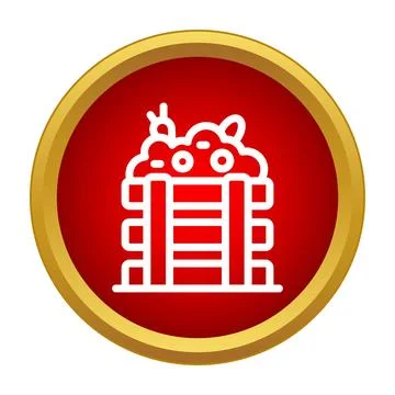 Waste bin full of garbage icon in red circle Stock Illustration