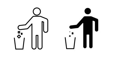 Waste Bin icon in black and white. vector icon pack for websites Stock Illustration