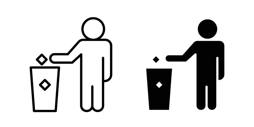 Waste Bin icon black vector isolated on white Stock Illustration